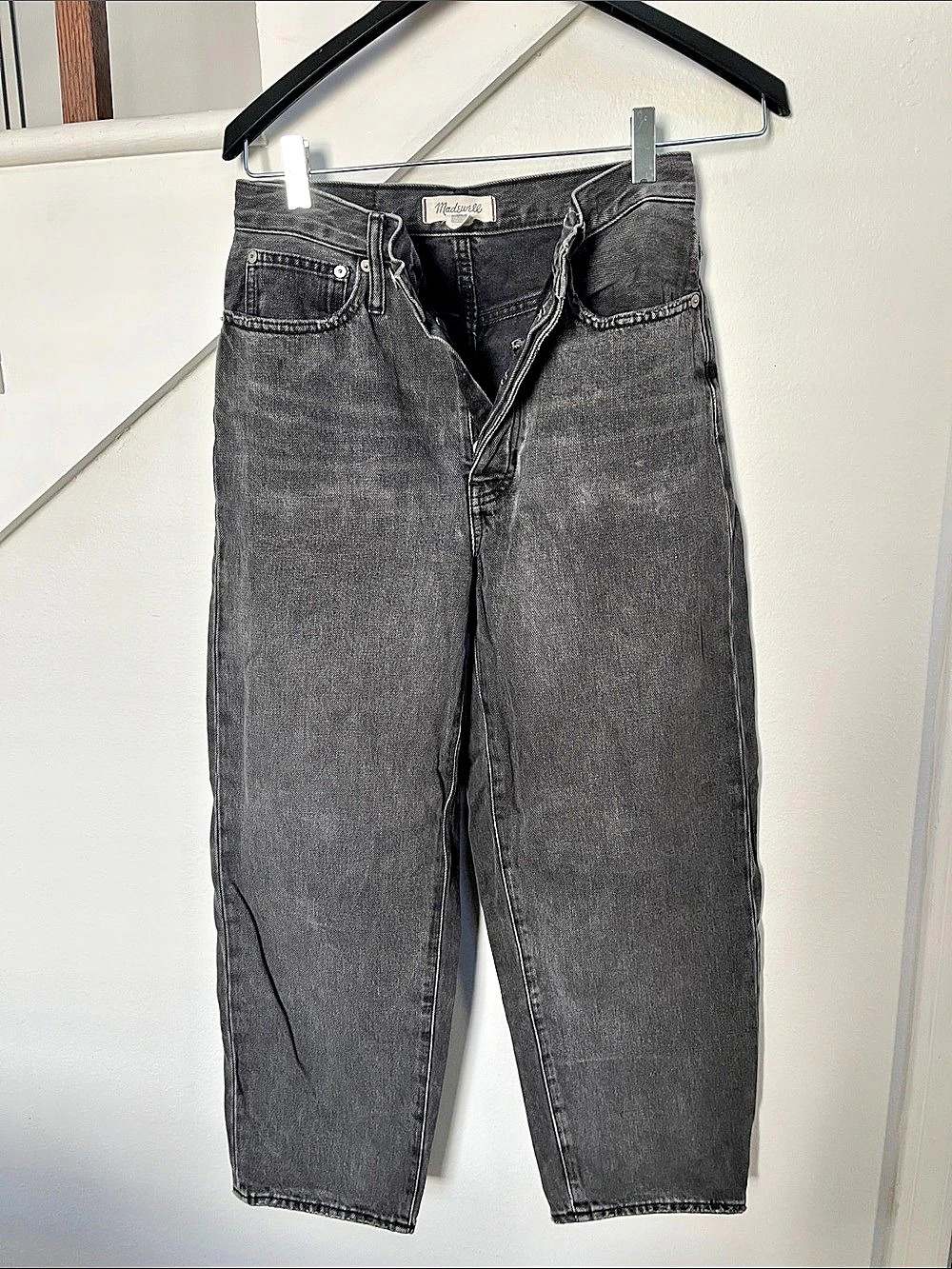 Madewell The Darted Barrel-Leg Jean Gray Jeans